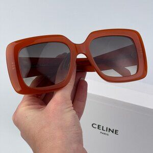 Celine CL40263I 42F 3 DOTS BRAND NEW Sunglasses Orange Gradient Brown Women